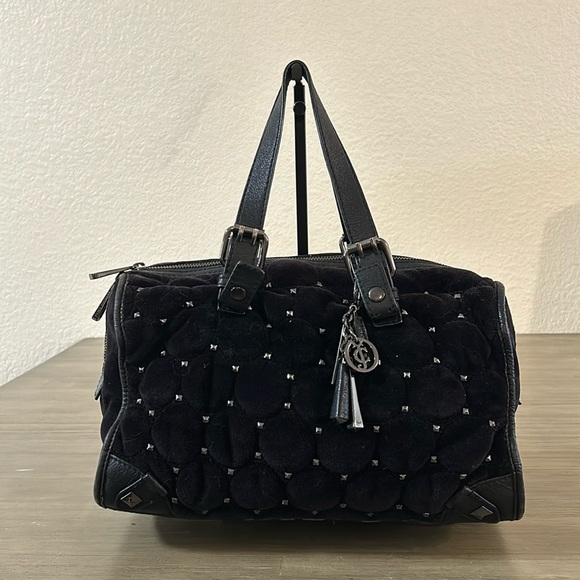 Juicy Couture Handbags - Juicy Couture Black Velvet Quilted Satchel Y2K Vintage